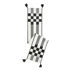 MACKENZIE-CHILDS Black Checks and Stripes Table Runner